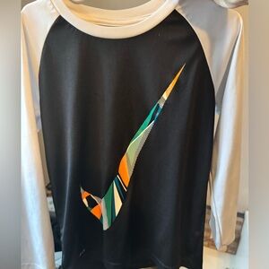 Nike Black and White Long Sleeve with Vibrant Swoosh